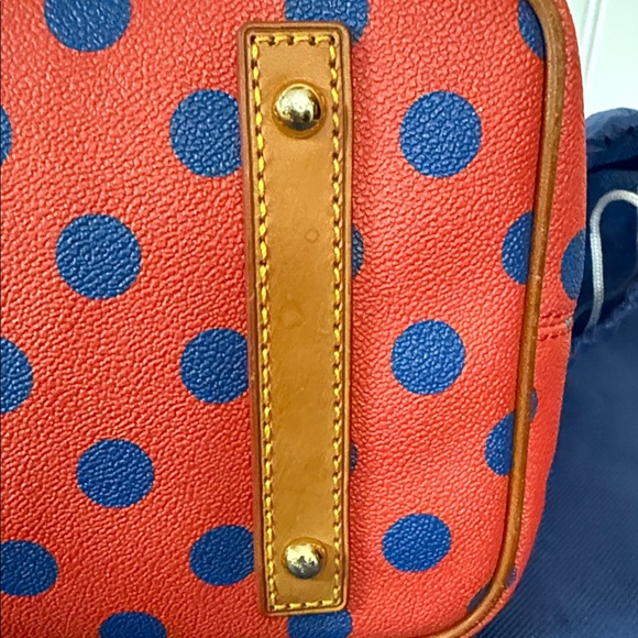 Dooney & Bourke Red and Blue Polka Dot Tote with dust bag - Picture 9 of 12